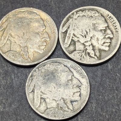 1927 P, D, & S Indian Head Buffalo Nickels