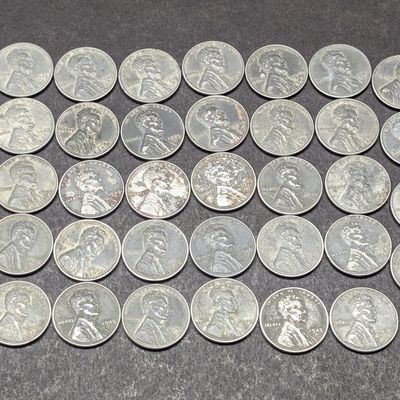 (50) 1943 Lincoln Steel Wartime Wheat Cents
