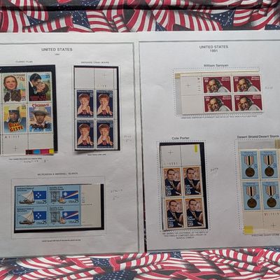 Six Assorted U.S. Plate Block Of Stamps, All Mint, Original Gum, Never Hinged