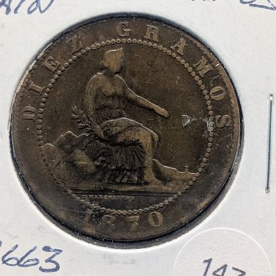 1870 Spain Ten Centimos