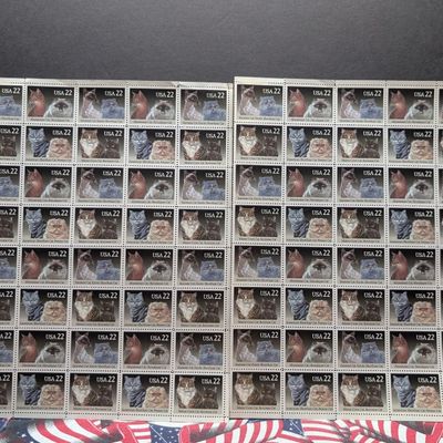 (2) Sheets of 40 Domestic Cats 22 Cent Stamps, $17.60 Face Value