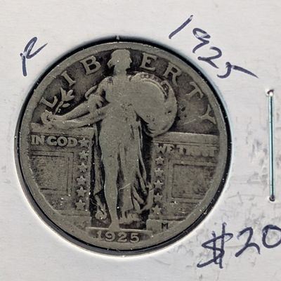 1925 Standing Liberty 90% Silver Quarter - Over 100 Years Old!