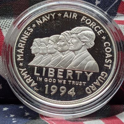 1994-P Women In Military Service Memorial Proof 90% Silver Dollar, 26.73 Grams