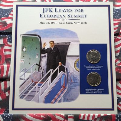 1980 P&D Kennedy Half Dollars With Stamp