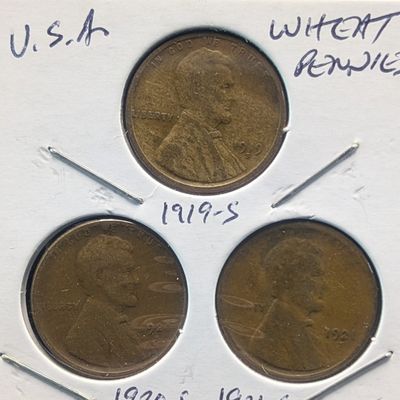 1919-S, 1920-S, & 1921-S Lincoln Wheat Cents - All San Francisco Mint!