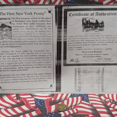 1733 Dutch Netherlands Colonial Duit VOC, First New York Penny,  43 Years Before The US Constitution, 293 Years Old! - COA