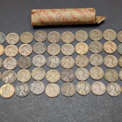 Roll of (50) Mixed Date Lincoln Wheat Cents