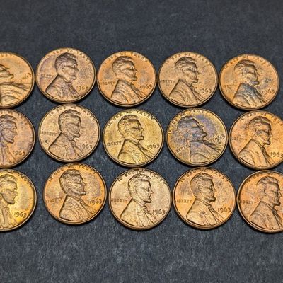 (15) 1963 Lincoln Memorial Cents - RED / High Grade
