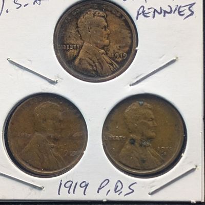 1919 P, D, & S Lincoln Wheat Cents - Complete Year Set!