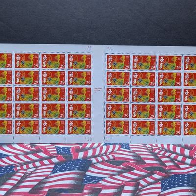 (2) Sheets of 20 1993 Year of the Rooster 29 Cent Stamps, $11.60 Face Value