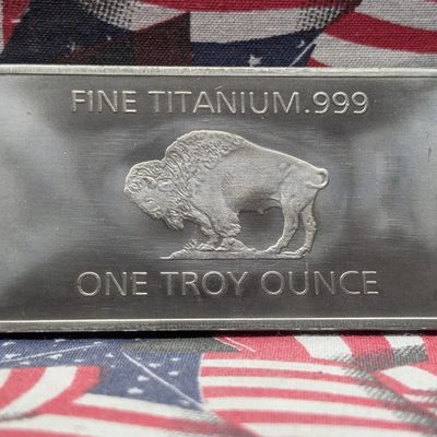 One Troy Ounce .999 Pure Titanium, Buffalo Bar-BU, New