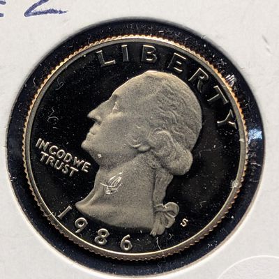 1986-S "Type 2 Proof" Washington Quarter