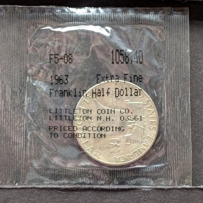 1963 Franklin 90% Silver Half Dollar - Littleton Coin Packaging - Extra Fine