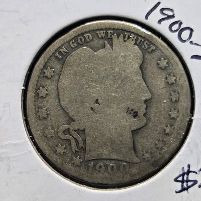 1900-S Barber 90% Silver Quarter - 126 Years Old!