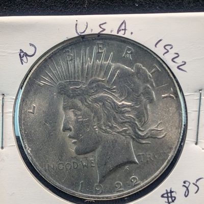 1922 Peace 90% Silver Dollar
