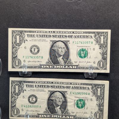 (2) 2021 Series United States Federal Reserve $1 Notes - Off Center
