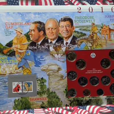 2016-D Only U.S. Mint Uncirculated Coin Set W/ ATB Quarters & Stamps