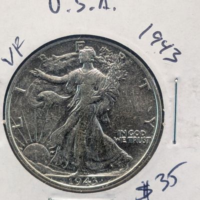 1943 Walking Liberty 90% Silver Half Dollar - WWII Era!