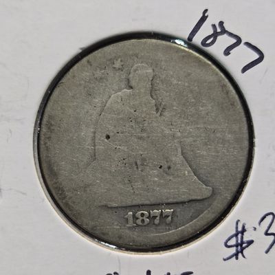 1877 Seated Liberty 90% Silver Quarter - Almost 150 Years Old!