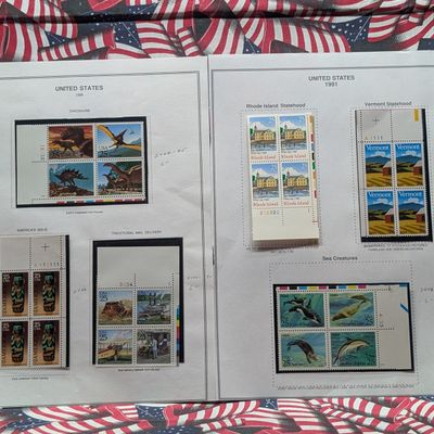 Six Assorted U.S. Plate Block Of Stamps, All Mint, Original Gum, Never Hinged