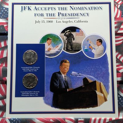 1981 P&D Kennedy Half Dollars With Stamp