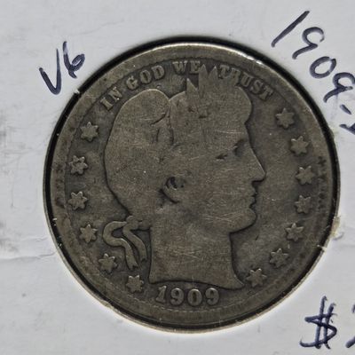 1909-D Barber 90% Silver Quarter - 117 Years Old!