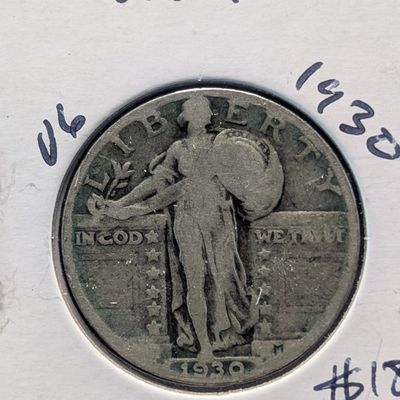 1930 Standing Liberty 90% Silver Quarter - 96 Years Old Years Old!