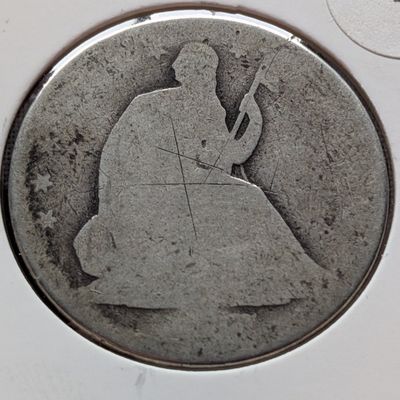 No Date Seated Liberty 90% Silver Half Dollar, Worn