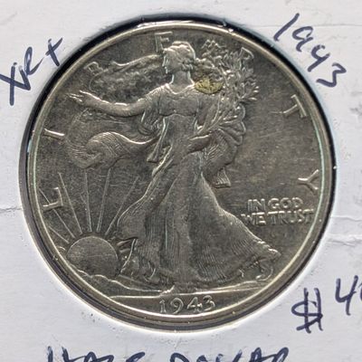 1943 Walking Liberty 90% Silver Half Dollar - WWII Era!