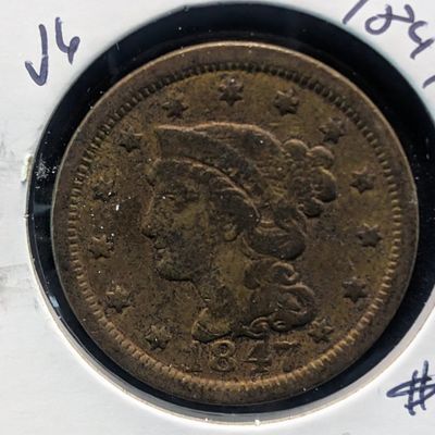 1847 Braided Hair Liberty Head Large Cent - Almost 180 Years Old!