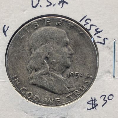 1954-S Franklin 90% Silver Half Dollar - Vietnam War Era!