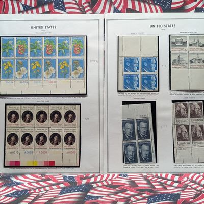 Six Assorted U.S. Plate Block Of Stamps, All Mint, Original Gum, Never Hinged