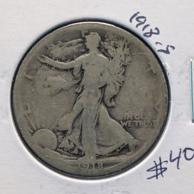 1918-S Walking Liberty 90% Silver Half Dollar
