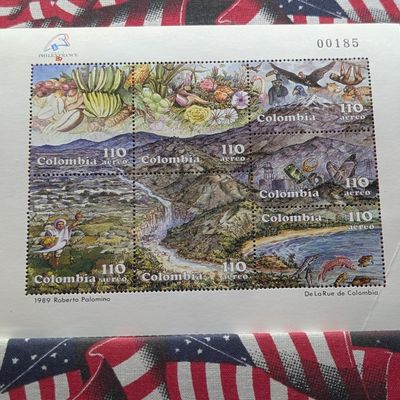 1989 Colombia Mint Sheet Of Stamps, Mint, Original Gum, Never Hinged
