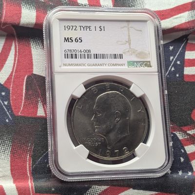 1972 Type 1 Eisenhower Dollar - NGC MS65