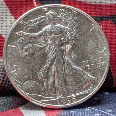 1938-D Walking Liberty 90% Silver Half Dollar - KEY DATE! - AU+