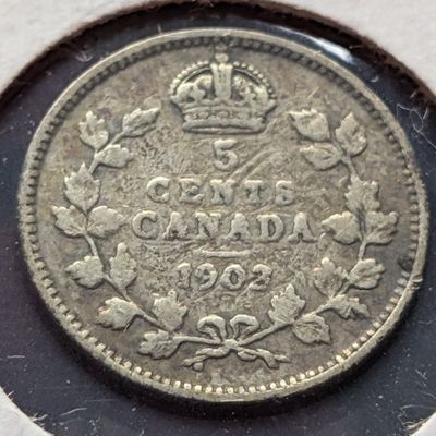 1903 Canada 5 Cents, 92.5% Silver 1.162g
