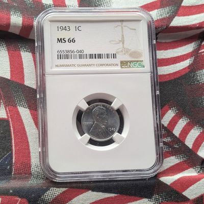 1943 Lincoln Steel Wartime Wheat Cent - NGC MS66