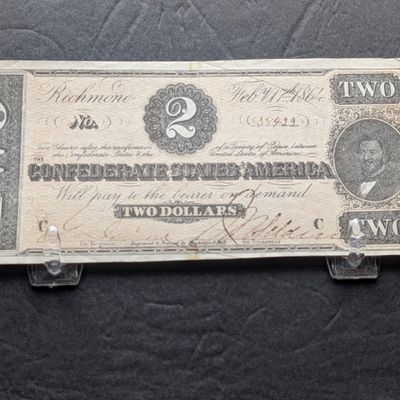 February 17th, 1864 Obsolete $2.00 Confederate States Note - UNC!!
