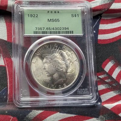 1922 Peace 90% Silver Dollar - PCGS MS65