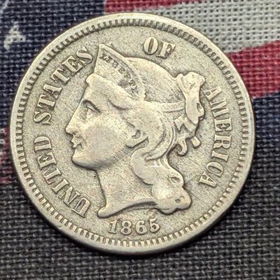 VF - 1865 Three Cent Nickel
