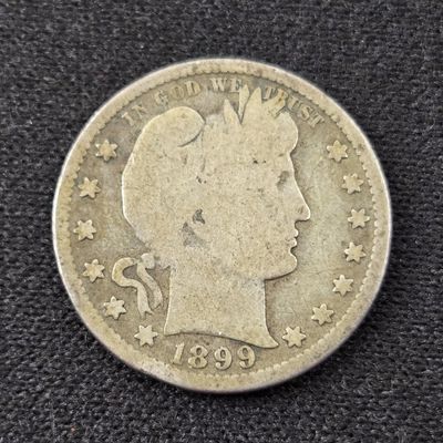 1899-S Barber 90% Silver Quarter - GOOD+