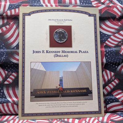 1964-P PROOF Kennedy 90% Silver Half Dollar in Info Display Card