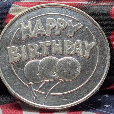 1 Troy Oz .999 FINE SILVER Happy Birthday Designed Round