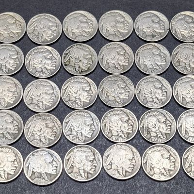 (50) Mixed Date Indian Head Buffalo Nickels, No Key Dates