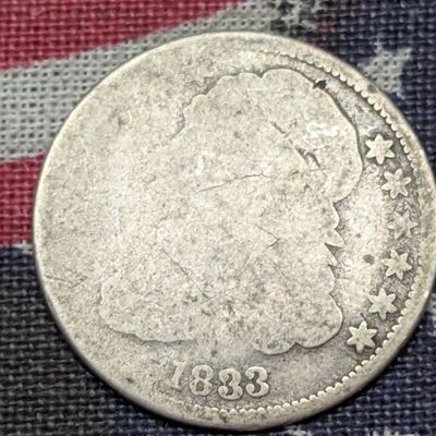 1833 Capped Bust Silver Dime w/ Ding