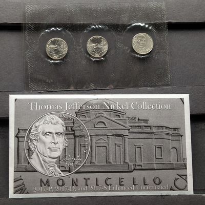 2017-P, 2017-D and 2017-S Enhanced Uncirculated Thomas Jefferson Nickel Collection