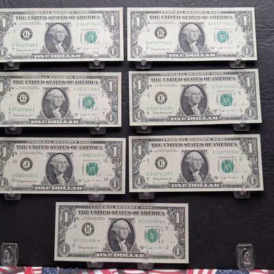 (7) 1963 B Series $1.00 Joseph W. Barr Notes - NICE PAPER!