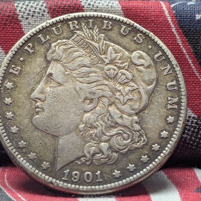 1901-S Morgan 90% Silver Dollar w/ Rim Ding - XF