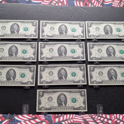 (10) 2017 A Series $2.00 Notes w/ Sequential Serial #'s  - UNC